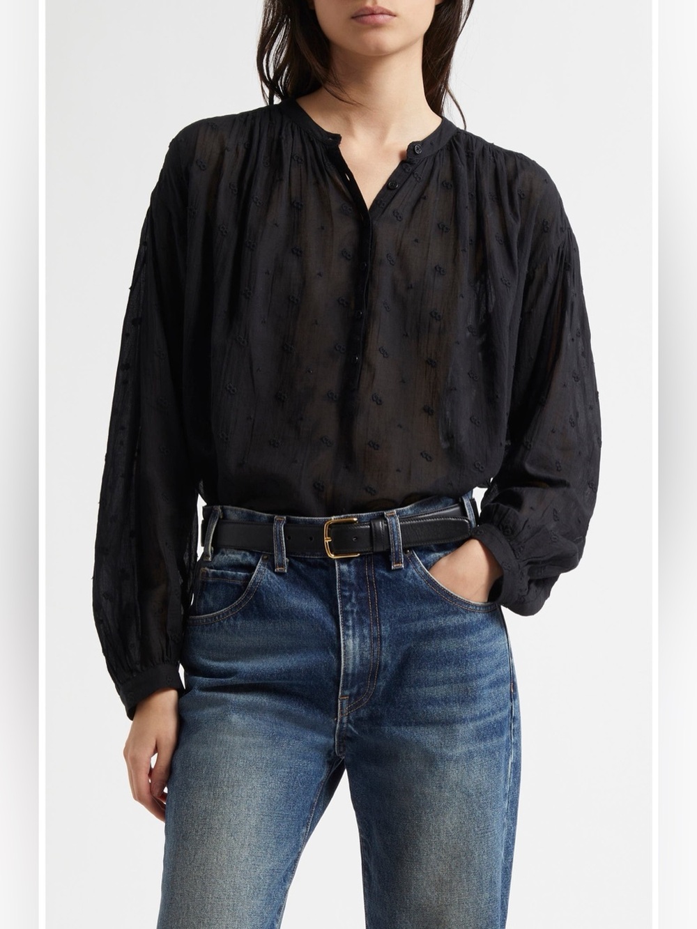 NWT Nili Lotan Neville Embroidered Cotton-Voile Blouse